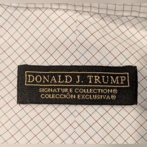 Donald J. Trump Signature Collection white check dress shirt 16 1/2